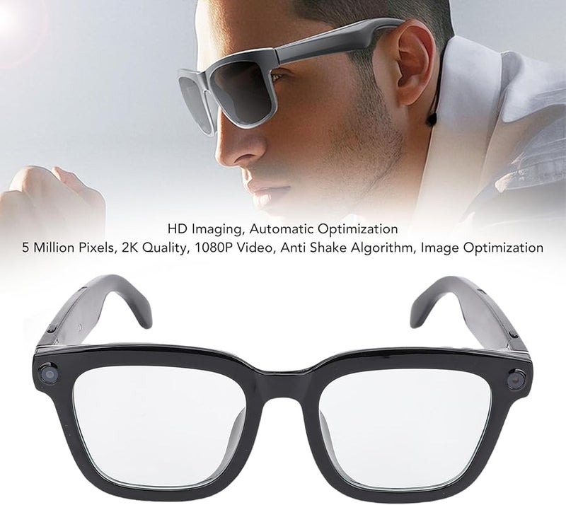 Fockety AI Smart Glasses with Camera Bluetooth Blue Light Blocking 1080P Video Translation for Calls Music Outdoor Sports - Image 4